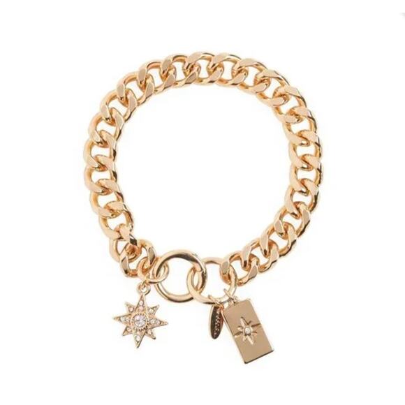 Ettika x Curateur New Starry Charms 18K Gold Plated Chain Link Bracelet - New - Picture 1 of 15